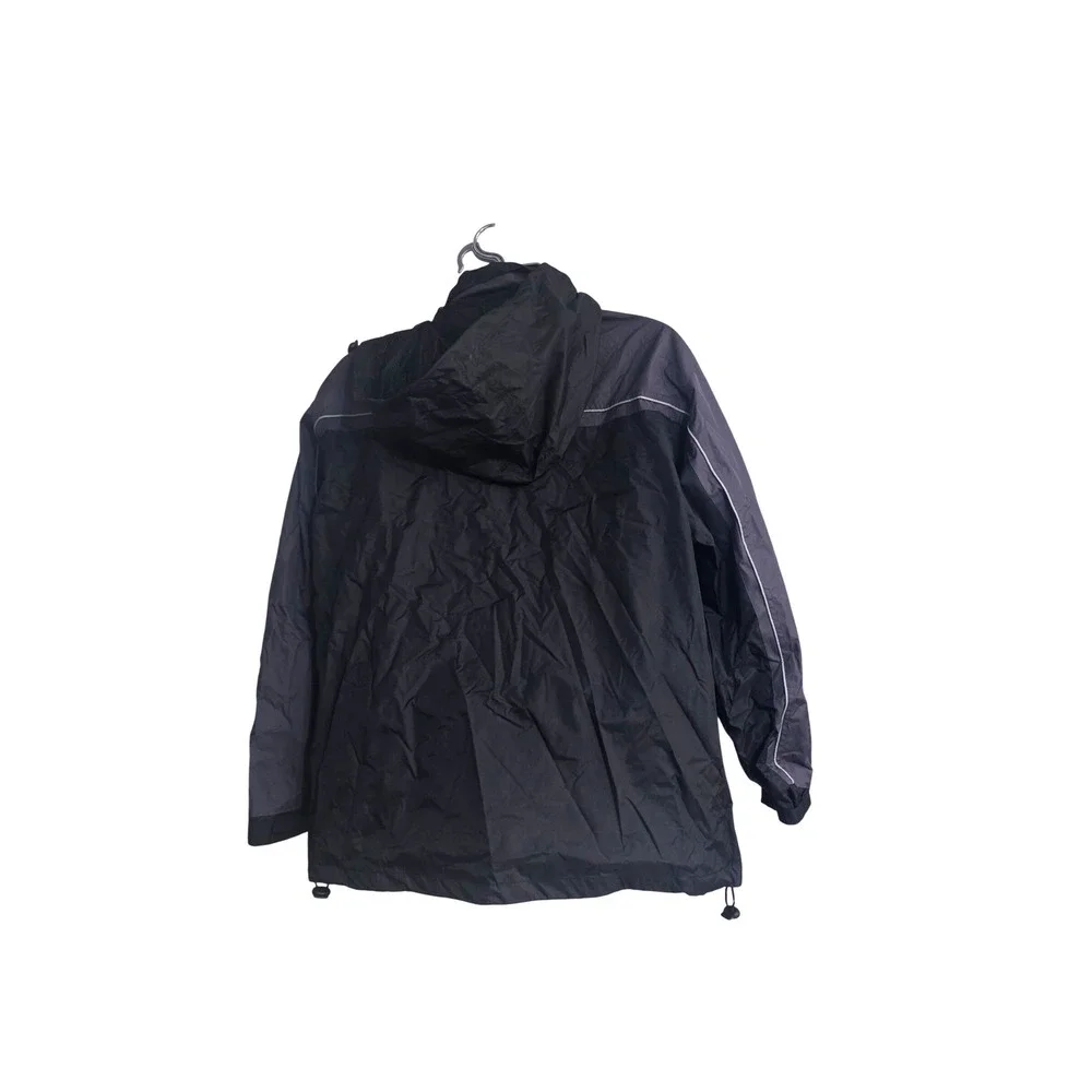 Alaska Skagway Mens Hooded Rain Jacket Black Grey Reflective Windbreaker XL